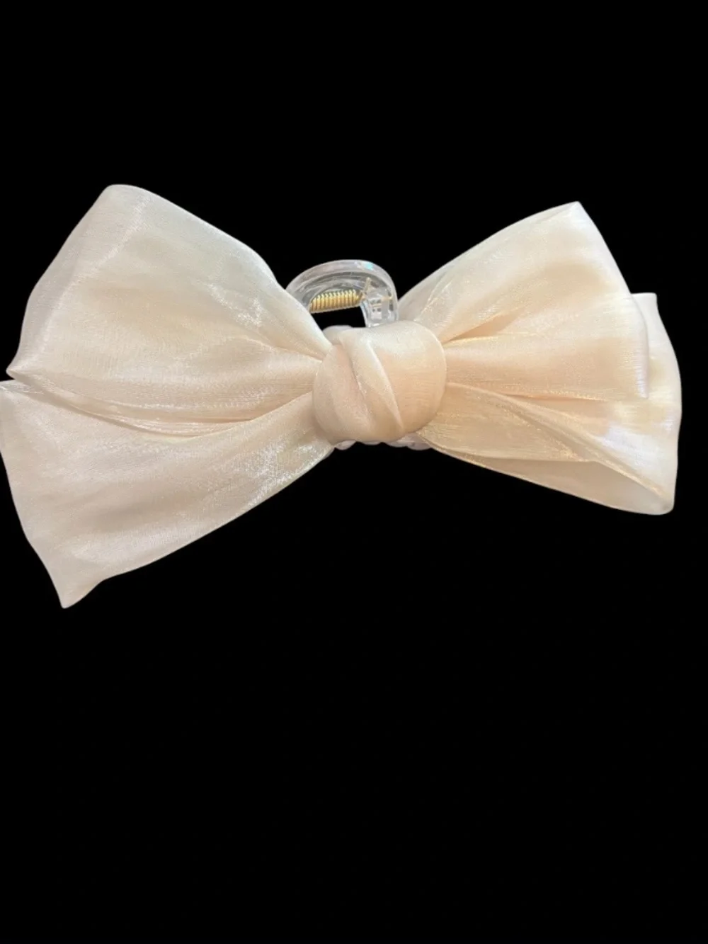 Cream Silky Bow Claw Clip NWOT